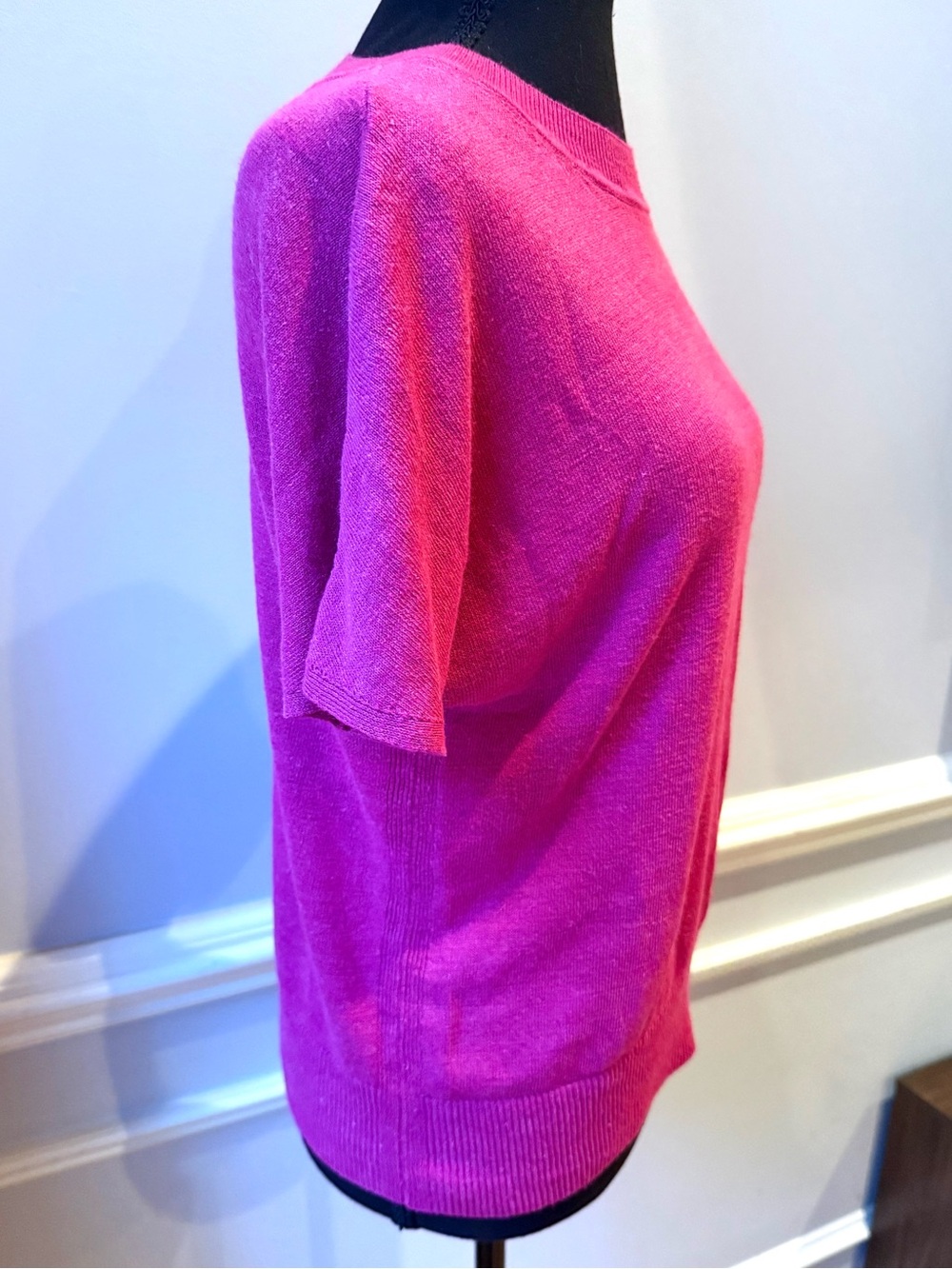 Banana Republic Linen Blend Short Sleeve Sweater Top‎ Pink Small Relaxed - Picture 2 of 9